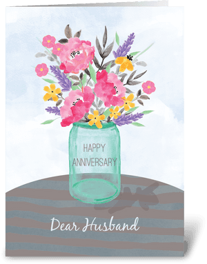 Husband Anniversary Jar Vase With Flower Greeting Card - Happy Anniversary Mother And Father In Laws, HD Png Download PNG image with transparent background