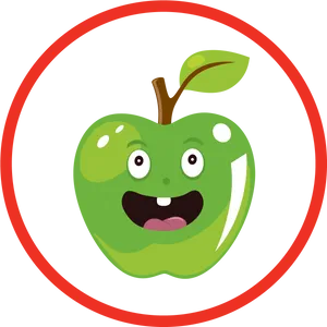 Happy Apple Cartoon Character PNG Image