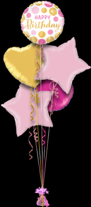 Birthday Pink And Gold Dots Birthday Balloon - Rapunzel Crown Princess Balloon Birthday Party Supplies PNG