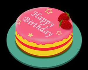 Happy Birthday Cakewith Strawberries PNG image with transparent background