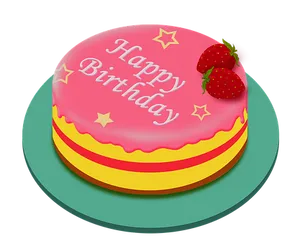 Happy Birthday Cakewith Strawberries PNG Image