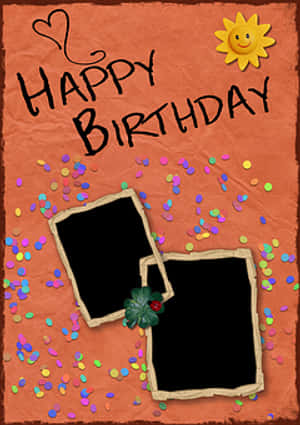 Happy Birthday Cardwith Photo Frames PNG image with transparent background