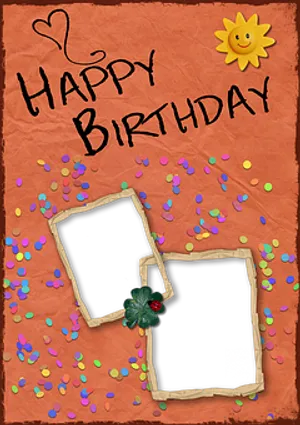 Happy Birthday Cardwith Photo Frames PNG Image