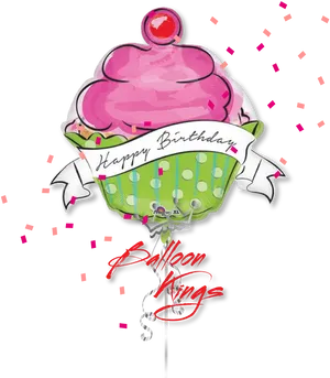 Happy Birthday Cupcake Balloon PNG Image