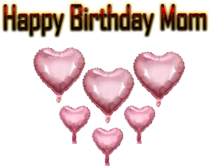 Happy Birthday Mom Heart Balloons PNG Image