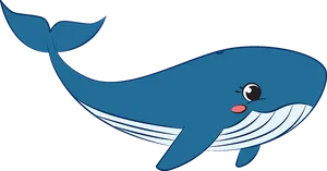 Happy Blue Whale Cartoon PNG Image