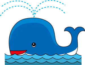 Happy Blue Whale Clipart PNG Image