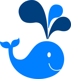 Happy Blue Whale Clipart PNG Image