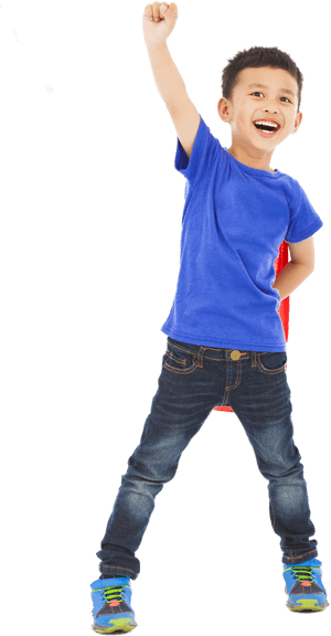 Happy Boy Celebrating Victory PNG image with transparent background