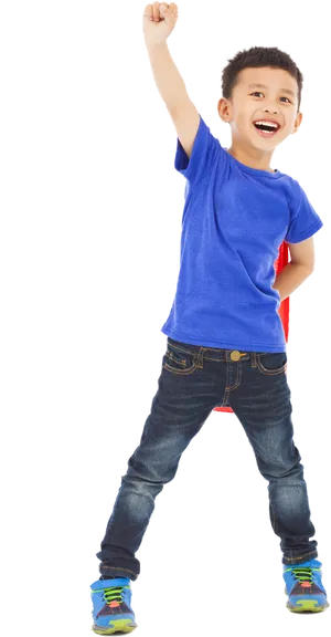 Happy Boy Celebrating Victory PNG Image