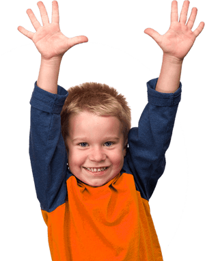 Happy Boy Raising Hands PNG image with transparent background