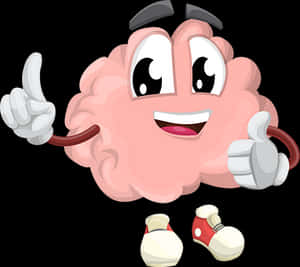 Happy Brain Character Giving Thumbs Up PNG image with transparent background