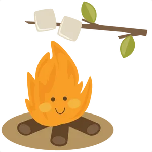 Happy Campfire With Marshmallows PNG Image