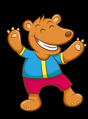Happy Cartoon Bear Waving PNG image with transparent background