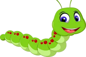 Happy Cartoon Caterpillar PNG Image