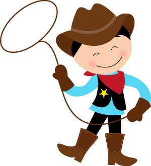 Happy Cartoon Cowboywith Lasso PNG image with transparent background