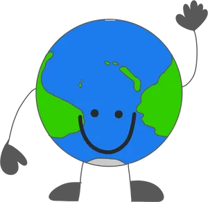 Happy Cartoon Earth Character PNG Image