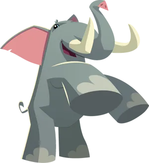 Happy Cartoon Elephant PNG Image