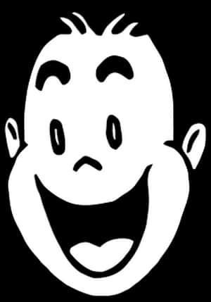 Happy Cartoon Face Blackand White PNG image with transparent background