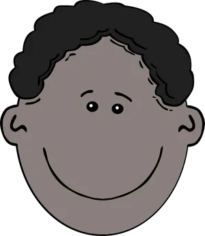 Happy Cartoon Face Curly Hair PNG Image