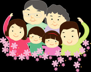 Happy Cartoon Family Illustration PNG image with transparent background