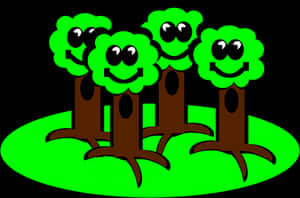 Happy Cartoon Forest Trees PNG image with transparent background