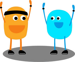 Happy Cartoon Friends Celebrating PNG image with transparent background