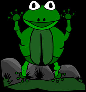 Happy Cartoon Frogon Lily Pad PNG image with transparent background