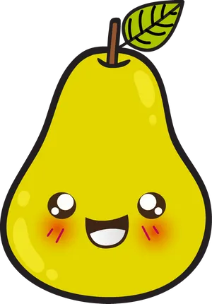 Happy Cartoon Pear Graphic PNG Image