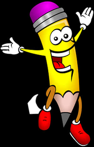 Happy Cartoon Pencil Character PNG with transparent background