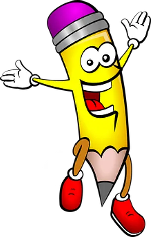 Happy Cartoon Pencil Character PNG Image