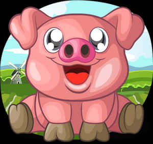 Happy Cartoon Piglet Farm Background PNG image with transparent background