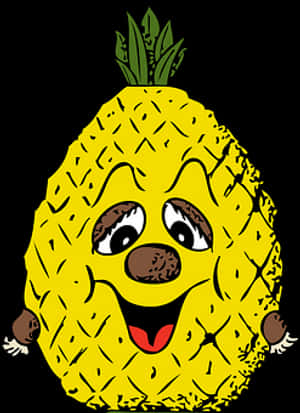 Happy Cartoon Pineapple PNG image with transparent background