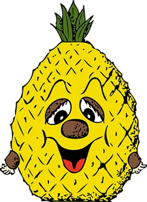 Happy Cartoon Pineapple PNG Image