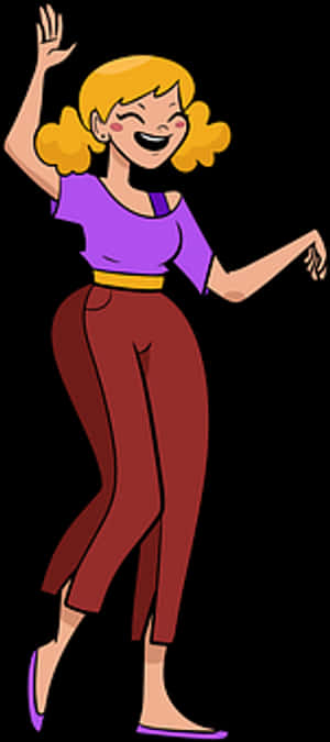 Happy Cartoon Woman Dancing PNG image with transparent background