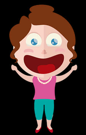 Happy Cartoon Woman Illustration PNG image with transparent background