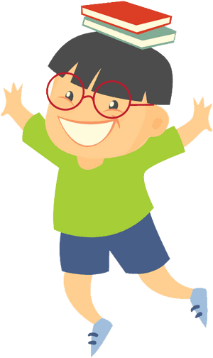 Happy Child Balancing Bookson Head PNG image with transparent background