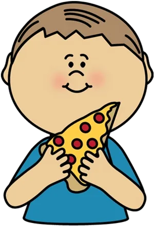 Happy Child Eating Pizza Clipart PNG Image