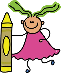 Happy Child With Crayon Drawing PNG Image