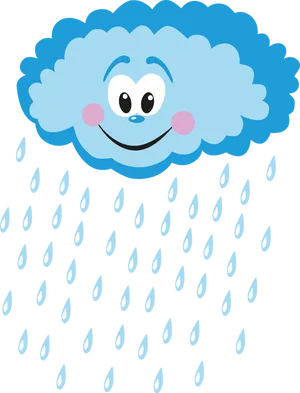 Happy Cloud Raindrops Illustration PNG Image