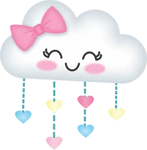 Happy Cloud With Hearts Mobile PNG Image