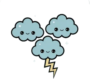 Happy_ Clouds_with_ Lightning_ Clipart PNG Image