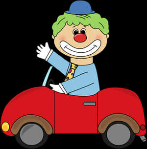 Happy Clown Driving Cartoon Car PNG image with transparent background