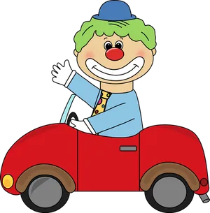 Happy Clown Driving Cartoon Car PNG Image