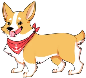 Happy Corgi With Bandana PNG Image