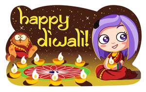 Happy Diwali Cartoon Celebration PNG image with transparent background