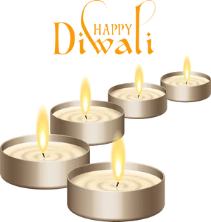 Happy Diwali Celebration Candles PNG Image