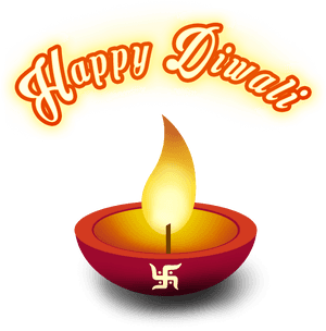 Happy Diwali Greetingwith Diya PNG image with transparent background