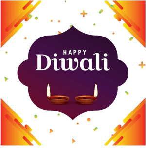 Happy Diwali Greetingwith Diyas PNG image with transparent background