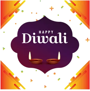 Happy Diwali Greetingwith Diyas PNG Image